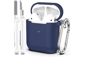 MHYALUDO for AirPods Fodral, Militärklassad anti-fall mjuk silikon stötdämpande skydd för AirPods 2&1 Generation Fodral Skin Touch med nyckelring och rengöringskit, midnattsblå