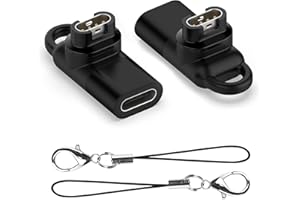 DIFCUL USB-C Ladeadapter Kompatibel mit Garmin Fenix ​​7/7S/7X/6/6X/6S/Instinct 2/2S/Venu 2/2S/2 Plus - 5V/1A Tragbar Ladeadapter für die meisten Garmin Uhren - Mit Fangriemenöse und Lanyard(2 Stück)