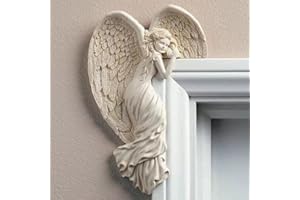 JTZXJJX Engel Türrahmen Dekoration, Engel Dekor Statuen Ornamente Skulptur in Ihrer Ecke Harz Wandskulptur Handwerk für Zuhause Wohnzimmer Schlafzimmer Dekoration (Weiß Links)