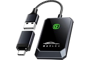 Mavlou Carplay Wireless Adapter UK, 2024 Upgrade Carplay Converts Wired to Wireless CarPlay Dongle for Wireless Control Plug & Play Carplay Fit for Cars 2017+ & for iPhone iOS 10+ (Dark Gray)