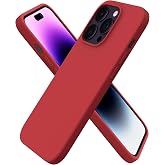 URUCHI iPhone 14 Pro ile Uyumlu Kılıf, İ&ccedil;i Kadife Kaplamalı İnce Sıvı Silikon Tam Koruma Yumuşak Jel Silikon Kapak, Kırmızı