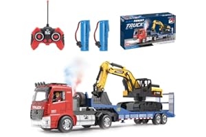 Ledovan Escavatore telecomandato giocattolo per bambini, 6 canali, escavatore radiocomandato, 2,4 GHz, auto giocattolo con luce ed effetti sonori, pala in metallo, catena per cingoli, giocattolo