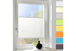 YEBUBOX Plissee ohne Bohren Plissees Klemmfix weiß 70x130cm (Breite x Höhe), ZEHN Minuten-Schnelle/Einfache Montage, Klemmfix Klebehalterung, Bequeme Rollo Montage inkl. Video