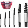 C100AE Easy Out Bolt Extractor Set of 6,Damaged Screw Bolt Extractor Set,Screw Extractor Drill Bit Set,Stripped Screw Stud Bolt Remover Tool, with Box, for 1/8 to 1 inch Thread Broken Stud, Screw