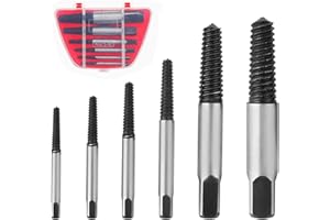 C100AE Easy Out Bolt Extractor Set of 6,Damaged Screw Bolt Extractor Set,Screw Extractor Drill Bit Set,Stripped Screw Stud Bolt Remover Tool, with Box, for 1/8 to 1 inch Thread Broken Stud, Screw