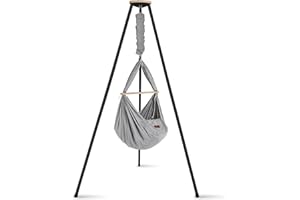 ‎SCHMUSEWOLKE BESTES FÜR BABYS SCHMUSEWOLKE Federwiege Bio Grey - mit Tipi anthrazit - Hängematte für Babys und Kleinkinder ab Geburt bis 3 Jahre - Bio-Baumwolle - Mit Schafwollmatratze