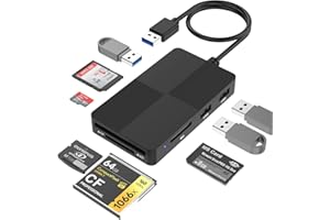 ROCKETEK Lector de tarjetas Multi Card USB 3.0,8 en 1 SD Lector de lector de tarjetas for SD/TF/CF/XD/MS/Micro SD/USB 3.0,lea 8 puertos al mismo tiempo para SDXC SDHC CFI Micro SDXC/SDHC,Para Windows/Mac/Linux