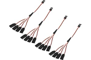 XMSJSIY Złącze JR Y kabel przedłużający serwo 3-pinowe rozgałęźniki wtykowe JR 1 męskie na 4 żeńskie złącze przedłużające serwo Y do modeli RC samochodów samolot helikopter dron-4 szt. - 16 cm