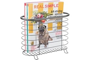 mDesign Revistero de pie para el baño – Precioso revistero de Metal – Elegante Cesta de Metal para almacenar periódicos, revistas, Libros y Otros Accesorios en el baño – Gris Oscuro