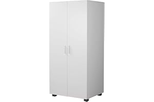 URBNLIVING Orlando Wooden 2 Door Kids Wardrobe Bedroom Storage Hanging Bar Clothes (White)