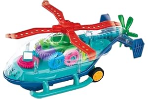 SDMAX Gear Helicopter Toy For Kids - Engaging Playtime With Lights And Music, Transparent Concept, Luminous Design, Pull Back Friction Power 3D Helicopter