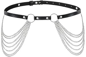 YCHYAN Punk Taille Gothique Chaîne, Punk Cuir Chaîne de Corps Femme, Souhaitable Noir Chaînes de Corps en Couches, Accessoires Corporels pour les Femmes Dans les Boîtes de Nuit Branchées