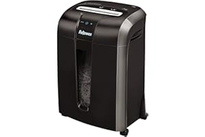 Fellowes Destructeur de Documents 73Ci, pour 1 à 3 utilisateurs Coupe Croisée, capacité: 12 Feuilles, Anti-bourrage, Détection Tactile, économie d'énergie, Corbeille extractible 23L, Noir, 4601101