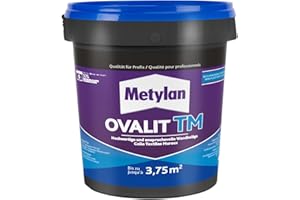 METYLAN Ovalit TM , Colle pour revêtements muraux, colle prête à l'emploi pour textiles muraux et toile de verre- Pot 750g