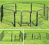 Welpenauslauf Absperrgitter Welpenzaun Freigehege Laufgitter Hunde Welpen 8 Elemente Metall 81x77cm, HT2031m2 - 2