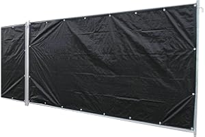 NOOR Bauzaun-Plane PROFI 176 x 341 cm (Standardmaß) I Wasserdichte Abdeckplane mit Ösen aus belastbarem PE-Gewebe 140 gr/m² I Hochwertige Sichtschutz-Plane I 2 Jahre Garantie I In- & Outdoor I Schwarz