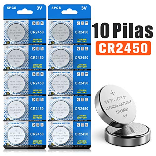 Batería de Litio CR2450 3V, botón electrónico de la célula de la Moneda para los Relojes de Las calculadoras de los Juguetes (10 Pilas)