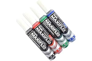 Maxiflo Pentel Whiteboard Marker with Chisel Tip, 4 Piece Set