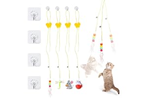LSYYSL 4 piezas de juguetes para colgar puertas de gatos, juguetes interactivos para mascotas, adecuados para perseguir mascotas en interiores, saltar, eliminar el aburrimiento