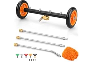 HOLDONELIGHT Dual-Function Undercarriage Cleaner,Surface Cleaner for Pressure Washer, 16 Inch, Underbody Car Wash Water Broom with 3 Pieces Extension Wand 5 Nozzle & Wash Mitt, 4000 PSI (01)
