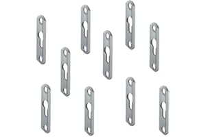 GEDOTEC Rounded Head Fitting Metal Cabinet Hanger Made of Steel, 16 x 60 x 3.5 mm, Lens Head Plate Countersunk with Slotted Hole, Mounting Hardware for Inlet or Screws, Pack of 10 - Furniture Hanger