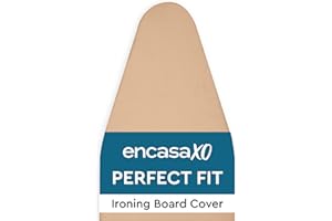 Encasa XO Housse Table à Repasser avec Feutre épaisseur 4 mm - Beige Clair - Plain Couleurs Cotton, Elastic (Convient à la Norme Wide Boards of 125x46 cm) Réfléchissant à la Chaleur