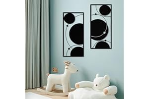 YiYa 2 Stück Metall Wanddekoration Metall Geometrische Wanddekoration Schwarzes Metall Minimalistische Wanddekoration Metall Vertikale Abstrakte Wandkunst für Zuhause Wohnzimmer Schlafzimmer (Panda)