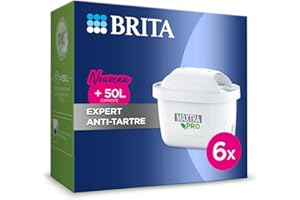 BRITA Pack de 6 cartouches filtrantes MAXTRA PRO Expert anti-tartre - formule anti-tartre 50% plus puissante vs All-in-1 - réduit également le chlore, les particules fines ≥ 30 µm et certains métaux