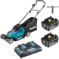 Makita DLM432PT2 Akku-Rasenmäher 2x18 V / 5,0 Ah, 2 Akkus + Doppelladegerät, 36 V, Petrol