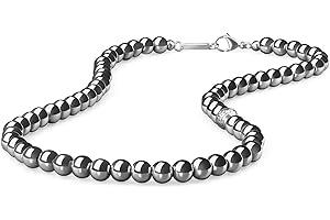 GAVU Collier Perle Homme, Collier Fleur de Lis, Collier Acier Inoxydable Homme