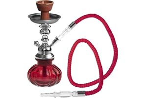 HIBRON ® Vattenpipa, 25 cm, kristallvattenpipa, shisha, hookah, premiumdesign (röd, 1 slang)