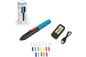 Stylo à colle sans fil Bosch - Gluey - Edition Lagoon Blue (Livré avec 20 Bâtonnets de colle, sous emballage carton), 06032A2104