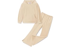 Arshiner Ragazze Set di Abbigliamento Tempo Libero Felpa con Cappuccio con Pantaloni Svasati Set Bambini Autunno Inverno Moda Outfit Manica Lunga Set di Abbigliamento per ragazze 5-13 Anni