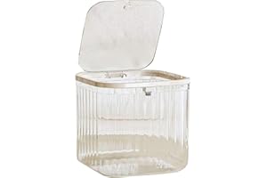 Koomuao Desktop-Mülleimer, Tischmülleimer mit Aufpoppen, Mini Abfalleimer, Plastik Tisch Mülltonne, für Küche Badezimmer Büro Schreibtisch Auto Bett Plastik Desk Bin (Transparent-A-L)