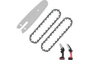 Konesky Confezione da 2 catene di ricambio per motoseghe da 4 pollici, con 4 guide per motosega, 28 maglie di trasmissione, catena per motosega da 1,1 mm, passo 1/4 Lp
