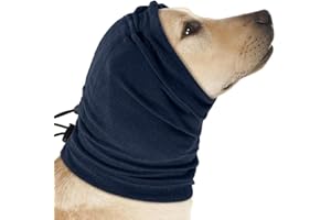 XFSRG Paraorecchie Cane Riduce Rumore e Calma il Pet Facile da Indossare Regolabile Cappuccio Calmante per Cani e Gatti(Blu scuro/L)