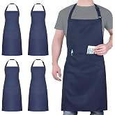 atopo 4 Pieces Chef Apron, Black Waterproof Apron with 2 Pockets, Adjustable Kitchen Apron for BBQ Cooking Baking Gardening R