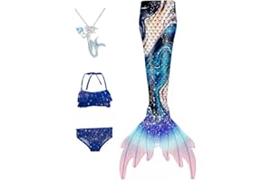 GCDTREE Mermaid Tail for Swimming for Girls，Little Kids Swim Costume Princess Bikini Bathing Suit Set