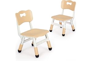 Clevich Children's Desk Chair 2PCS, Plastic Children's Chair up to 100KG, Height-Adjustable Chair with Backrest, from 2 Years, School, Children's Room, Daycare, Children's Furniture