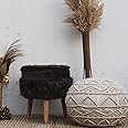 COTTONCUBE Hand Woven & Knitted Cotton Macrame Pouf | Ottoman | Footrest - Bean Bag, Floor Chair - Great for The Living Room, Bedroom and Kids Room - Small Furniture (18x18x16 Inches (Natural)