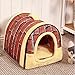 Produktbild Haus für Katzen Hunde Bett Maskottchen Zimmer, 2 in 1 Haus und rutschfeste Sofa Faltbare weiche Aufwärmung mit abnehmbarem Kissen, abnehmbare Kaschmir Matratze.