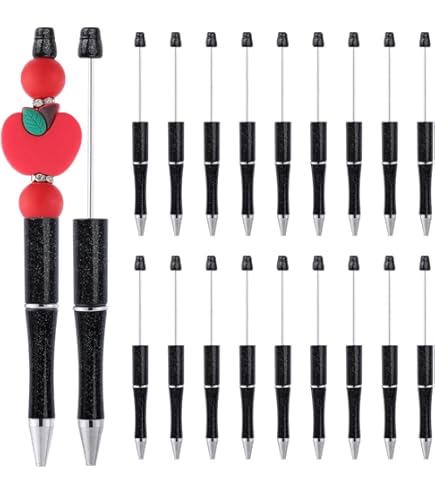 SUNNYCLUE 20 stuks witte kralenpennen bulk plastic kralenpen creatieve intrekbare schacht balpen inkt kralen pennen voor doe-het-zelf pen kralen decoraties school kantoor afstuderen benodigdheden