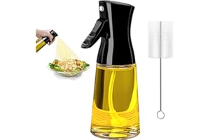 ztarraum Vaporisateur Huile, 180 ml Verre Spray Huile Cuisine avec Brosse, Pulverisateur Huile, Bouteille Huile, Verre Epais, Large Gamme, Pulvérisation Puissante (Noir)