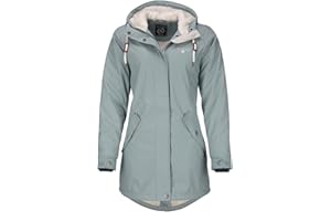 Dry Fashion Damen Regenmantel Malmö - Frauen Regenjacke Jacke mit Kapuze Lang Winddicht Wasserdicht Gefüttert mit Teddyfleece