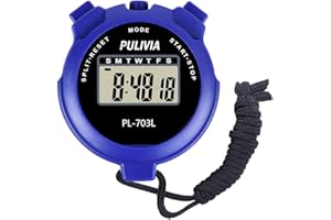 PULIVIA Cronómetro deportivo digital, cronógrafo portátil, temporizador, despertador, cronómetro fijo para nadar, correr, entrenar, árbitro, etc.
