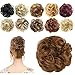 FESHFEN Scrunchy Scrunchie Hair Bun Updo Hairpiece Hair Ribbon Ponytail Extensions Hair Extensions Wavy Curly Messy Hair Bun Extensions Donut Hair Chignons Hair Piece Wig Light Auburn Hairpiece