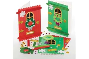 Baker Ross FC102 Kits de Tarjetas Navideñas en forma de Puerta - Paquete de 6, Haz tus Propias Tarjetas Navideñas, Ideales para Proyectos de Manualidades para Niños