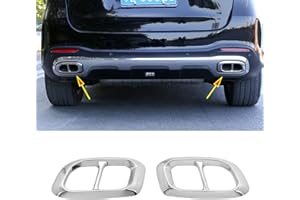 YIWANG Edelstahl Exterior Zubehör Auspuff Endrohr Dekoration Rahmen Abdeckung Blenden Für Benz GLE GLC GLS W167 X253 X167 2019 2020 Auto Zubehör (Silve)