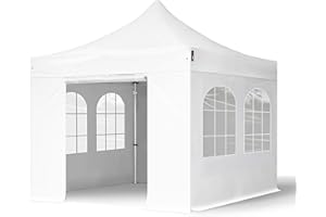 TOOLPORT Faltzelt Faltpavillon Professional 3x3 m mit 4 Seitenteilen - ALU Pavillon Partyzelt in weiß