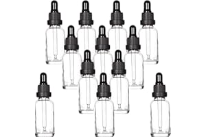 YIZHAO Trasparente Bottiglie Contagocce Vetro 30ml, con Pipette Contagocce Vetro,per Oli Essenziali, Aromaterapia, Laboratorio, Fragranze, Cosmetici, Viaggio - 12 Pcs